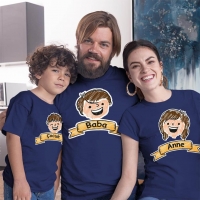 Aile Temalı Anne Baba ve Erkek Çocuk Tişört Kombini - 4