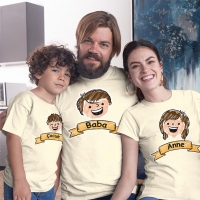Aile Temalı Anne Baba ve Erkek Çocuk Tişört Kombini - 5