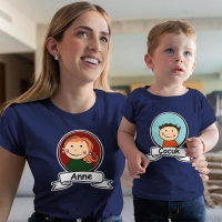 Anne Erkek Çocuk Resimli Tişört Kombini - 5
