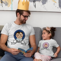 Baba Kız Çocuk Resimli Tişört Kombini - 2