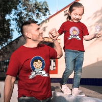 Baba Kız Çocuk Resimli Tişört Kombini - 3