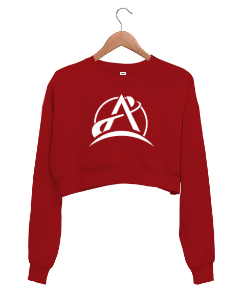 Tisho - A Harfi - Logo Kırmızı Kadın Crop Sweatshirt