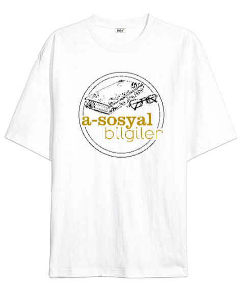 Tisho - A-Sosyal Bilgiler Beyaz Oversize Unisex Tişört