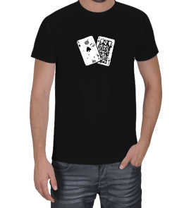 Tisho - A ve J oyun kartı Blackjack Erkek Tişört