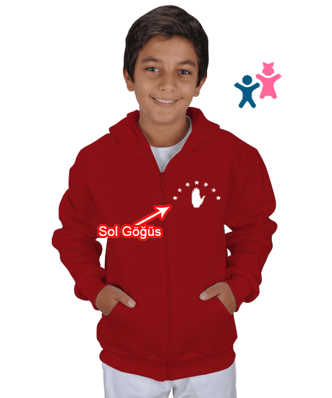 Tisho - Abhazya Bayrağı.Abhazya logosu. Çocuk Kapüşonlu Hoodie Fermuarlı