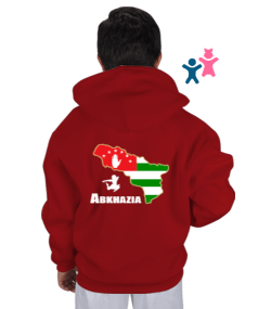 Abhazya Bayrağı.Abhazya logosu. Çocuk Kapüşonlu Hoodie Fermuarlı - Thumbnail