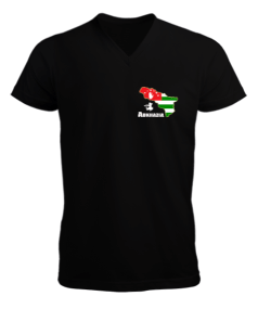 Tisho - Abhazya Bayrağı.Abhazya logosu. Erkek Kısa Kol V Yaka Tişört