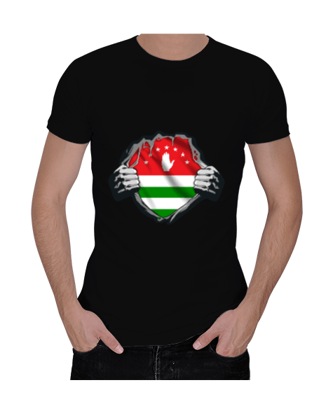 Tisho - Abhazya Bayrağı.Abhazya logosu. Erkek Regular Kesim Tişört