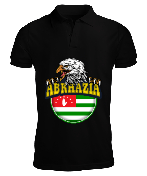 Tisho - Abhazya,Abhazya Bayrağı,abkhazia,abkhazia flag. Siyah Erkek Kısa Kol Polo Yaka