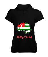 Abhazya,Abhazya Bayrağı,abkhazia,abkhazia flag. Siyah Kadın Polo Yaka Tişört - Tisho