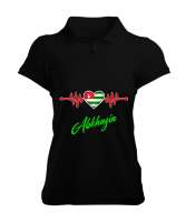 Abhazya,Abhazya Bayrağı,abkhazia,abkhazia flag. Siyah Kadın Polo Yaka Tişört - Tisho