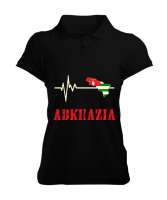 Abhazya,Abhazya Bayrağı,abkhazia,abkhazia flag. Siyah Kadın Polo Yaka Tişört - Tisho