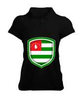 Abhazya,Abhazya Bayrağı,abkhazia,abkhazia flag. Siyah Kadın Polo Yaka Tişört - Tisho