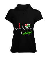 Abhazya,Abhazya Bayrağı,abkhazia,abkhazia flag. Siyah Kadın Polo Yaka Tişört - Tisho