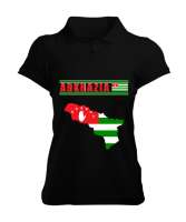 Abhazya,Abhazya Bayrağı,abkhazia,abkhazia flag. Siyah Kadın Polo Yaka Tişört - Tisho