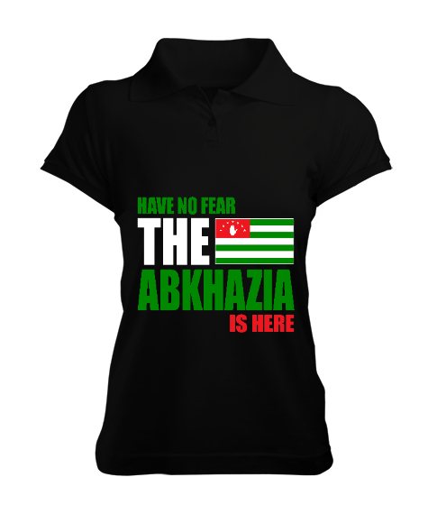 Tisho - Abhazya,Abhazya Bayrağı,abkhazia,abkhazia flag. Siyah Kadın Polo Yaka Tişört
