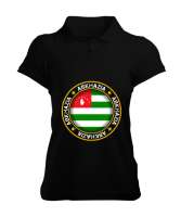 Abhazya,Abhazya Bayrağı,abkhazia,abkhazia flag. Siyah Kadın Polo Yaka Tişört - Tisho