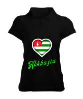 Abhazya,Abhazya Bayrağı,abkhazia,abkhazia flag. Siyah Kadın Polo Yaka Tişört - Tisho