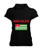 Abhazya,Abhazya Bayrağı,abkhazia,abkhazia flag. Siyah Kadın Polo Yaka Tişört - Tisho
