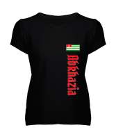 Abhazya,Abhazya Bayrağı,abkhazia,abkhazia flag. Siyah Kadın V Yaka Tişört - Tisho