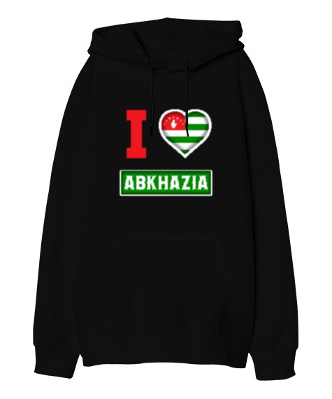 Tisho - Abhazya,Abhazya Bayrağı,abkhazia,abkhazia flag. Siyah Oversize Unisex Kapüşonlu Sweatshirt