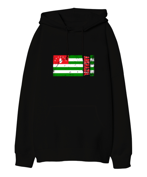 Tisho - Abhazya,Abhazya Bayrağı,abkhazia,abkhazia flag. Siyah Oversize Unisex Kapüşonlu Sweatshirt