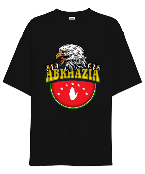 Tisho - Abhazya,Abhazya Bayrağı,abkhazia,abkhazia flag. Siyah Oversize Unisex Tişört