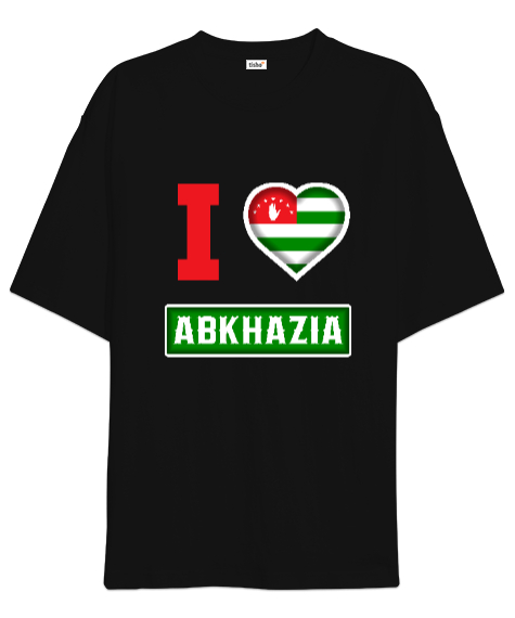 Tisho - Abhazya,Abhazya Bayrağı,abkhazia,abkhazia flag. Siyah Oversize Unisex Tişört