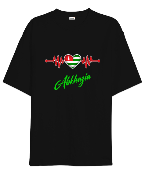 Tisho - Abhazya,Abhazya Bayrağı,abkhazia,abkhazia flag. Siyah Oversize Unisex Tişört