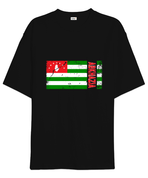 Tisho - Abhazya,Abhazya Bayrağı,abkhazia,abkhazia flag. Siyah Oversize Unisex Tişört