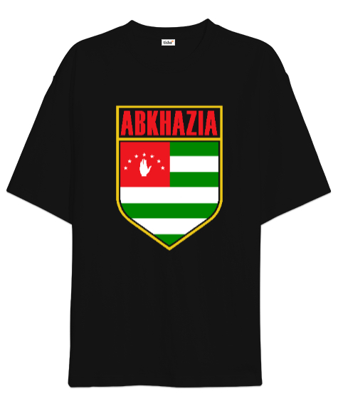 Tisho - Abhazya,Abhazya Bayrağı,abkhazia,abkhazia flag. Siyah Oversize Unisex Tişört