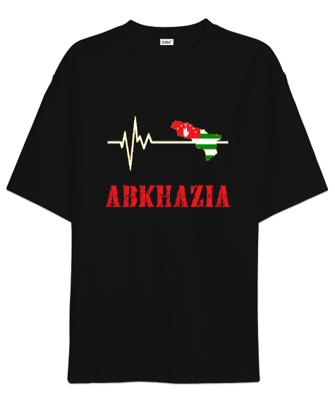 Tisho - Abhazya,Abhazya Bayrağı,abkhazia,abkhazia flag. Siyah Oversize Unisex Tişört