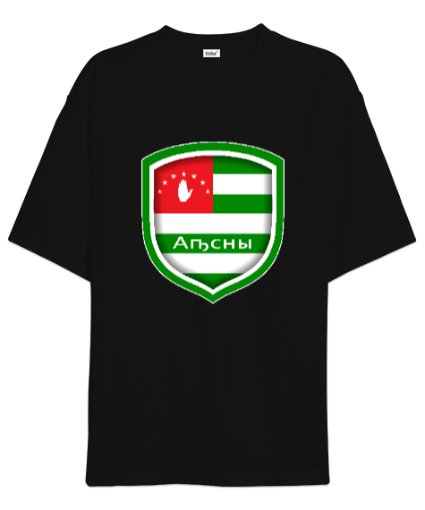 Tisho - Abhazya,Abhazya Bayrağı,abkhazia,abkhazia flag. Siyah Oversize Unisex Tişört