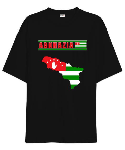 Tisho - Abhazya,Abhazya Bayrağı,abkhazia,abkhazia flag. Siyah Oversize Unisex Tişört