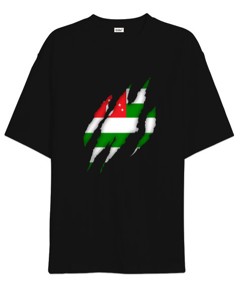 Tisho - Abhazya,Abhazya Bayrağı,abkhazia,abkhazia flag. Siyah Oversize Unisex Tişört