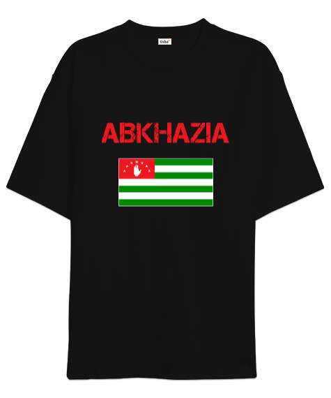 Tisho - Abhazya,Abhazya Bayrağı,abkhazia,abkhazia flag. Siyah Oversize Unisex Tişört