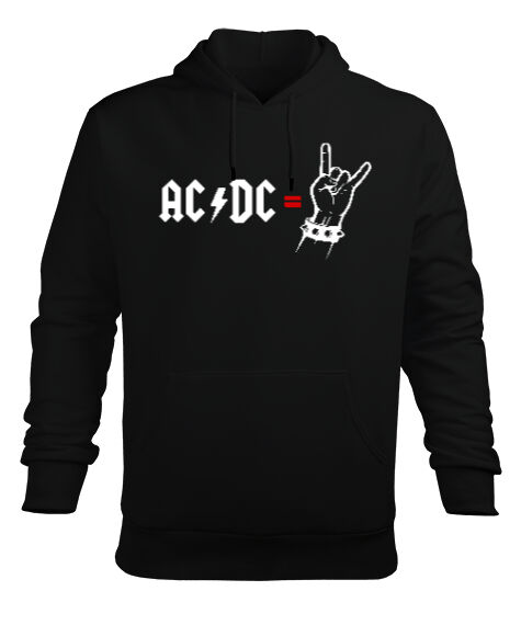 Tisho - AC DC Rock Blu V3 Siyah Erkek Kapüşonlu Hoodie Sweatshirt