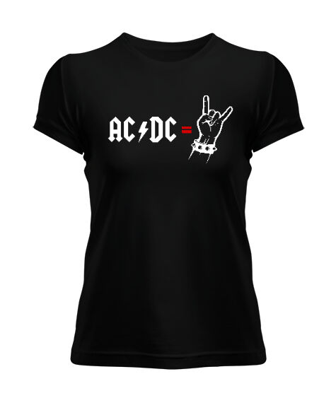 Tisho - AC DC Rock Blu V3 Siyah Kadın Tişört