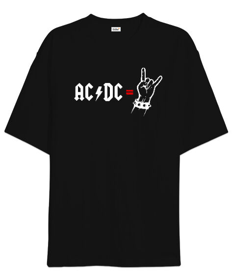 Tisho - AC DC Rock Blu V3 Siyah Oversize Unisex Tişört