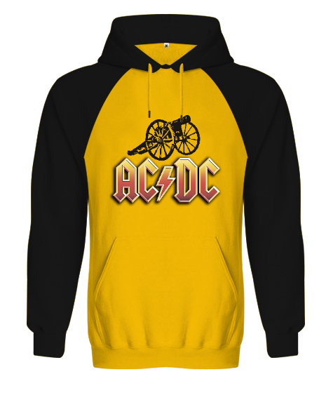 Tisho - AC DC Rock Blu V4 Sarı/Siyah Orjinal Reglan Hoodie Unisex Sweatshirt