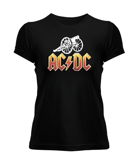 Tisho - AC DC Rock Blu V4 Siyah Kadın Tişört