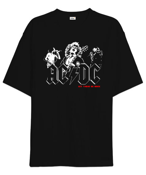 Tisho - AC DC Rock Blu V4 Siyah Oversize Unisex Tişört
