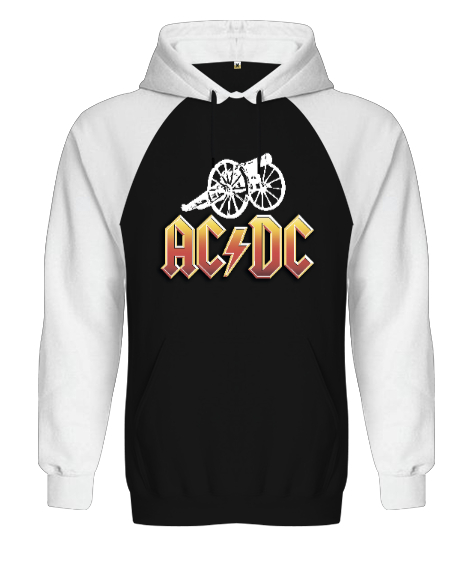 Tisho - AC DC Rock Blu V4 Siyah/Beyaz Orjinal Reglan Hoodie Unisex Sweatshirt
