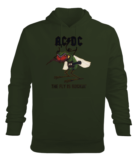 Tisho - AC DC Rock Tasarım Baskılı Erkek Kapüşonlu Hoodie Sweatshirt