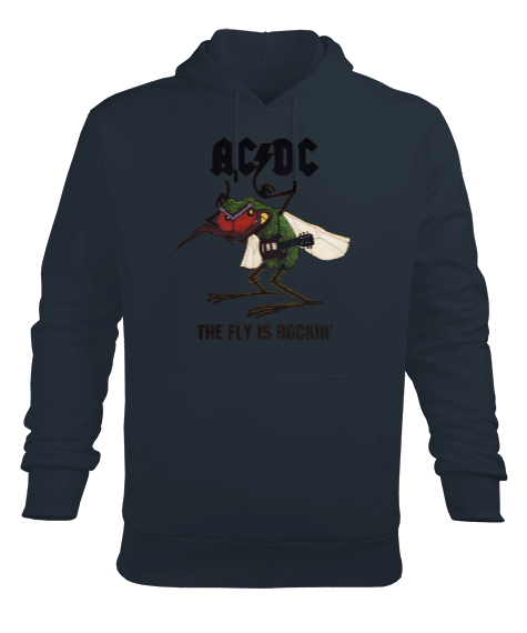 Tisho - AC DC Rock Tasarım Baskılı Erkek Kapüşonlu Hoodie Sweatshirt