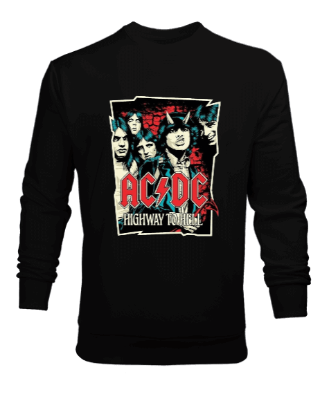 Tisho - AC DC Rock Tasarım Baskılı Erkek Sweatshirt
