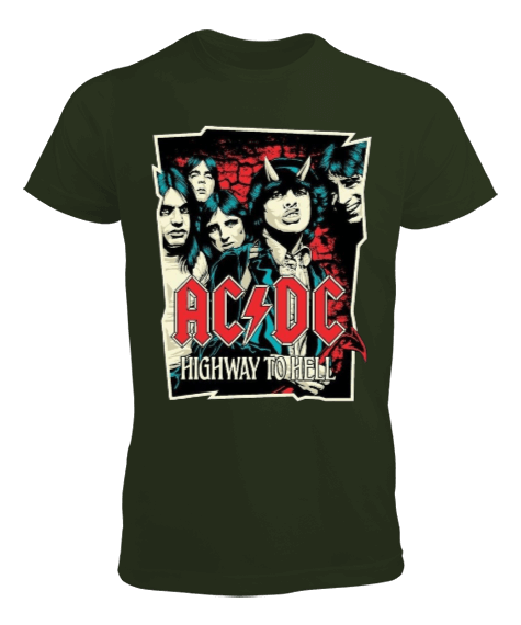 AC DC Rock Tasarım Baskılı Erkek Tişört