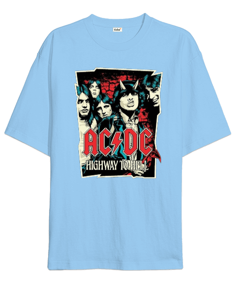 Tisho - AC DC Rock Tasarım Baskılı Oversize Unisex Tişört