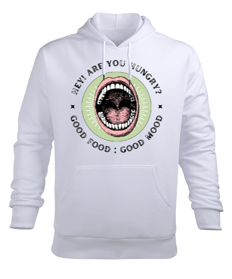 Tisho - Aç mısın ? Güzel yemek Güzel mod yemek sevenler özel tasarım Beyaz Erkek Kapüşonlu Hoodie Sweatshirt