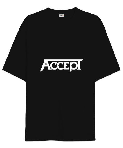 Tisho - Accept Heavy Metal Baskılı Siyah Oversize Unisex Tişört
